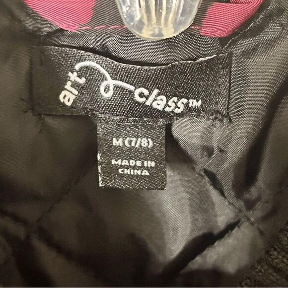 Art Class Girl Burgundy and Black Leopard Print Bomber Jacket Size Medium 7/8 - Picture 5 of 7